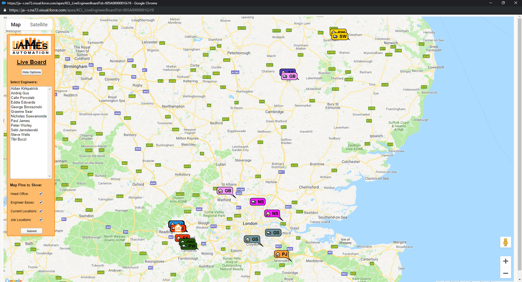James Automation - Live Board - Maximised Menu - by Kirkpatrick Consult Limited